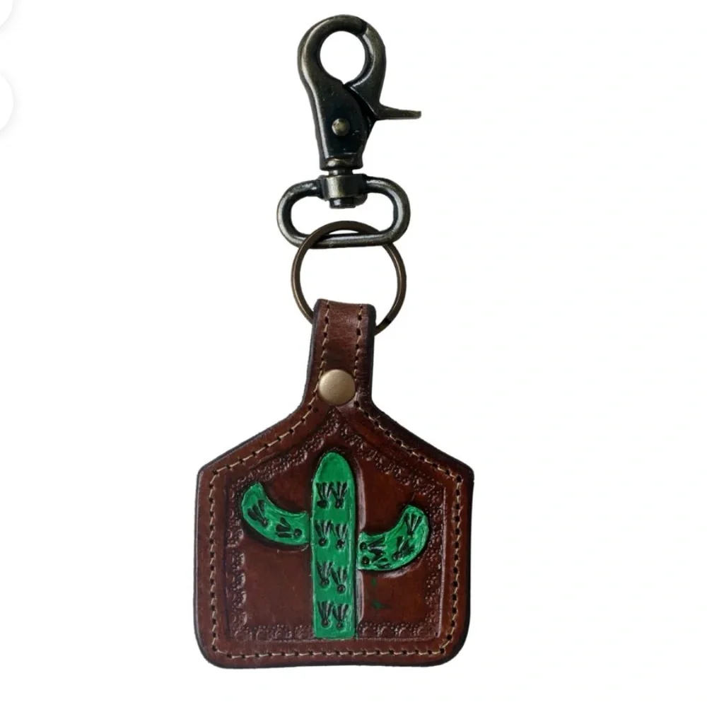 NWT Myra Bag Succulent Hand-Tooled Leather Key Fob Key Chain Bag Charm